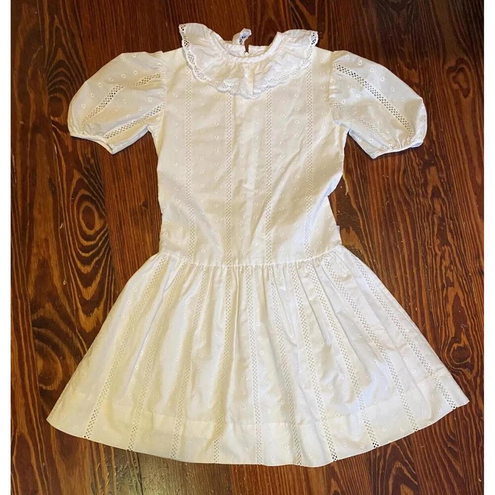 Vintage Sylvia Whyte For Saks 5th Ave Girls White Dress Size 10